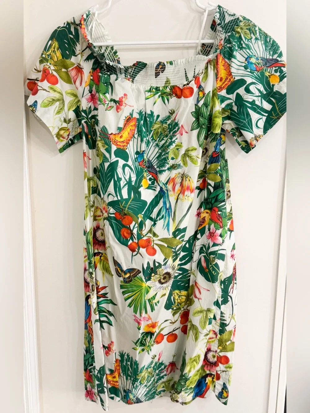 J. Crew Tropical Garden Print Off-Shoulder Dress Sz 12